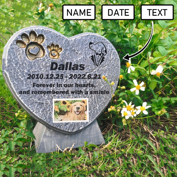 Custom Name Date Heart Shape Tombstone Memorial Stone Pet Loss Memorial Gift