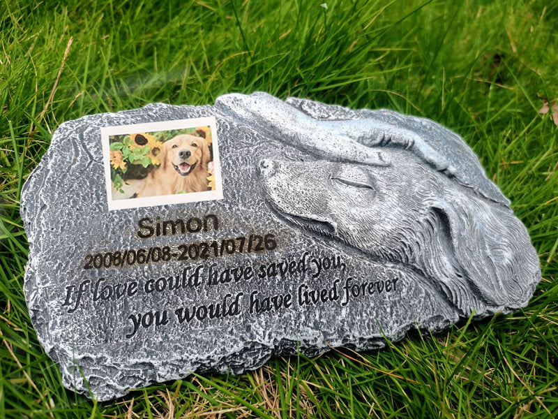 Custom Name Date Touch Head Dog Tombstone Memorial Stone Pet Loss Memorial Gift