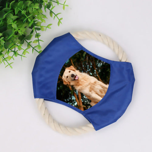 [Up to 4 Colors] Custom Photo Cotton Rope Frisbee Personalized Dog Toy For Dog Puppy Gift For Dog Lover