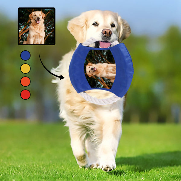 [Up to 4 Colors] Custom Photo Cotton Rope Frisbee Personalized Dog Toy For Dog Puppy Gift For Dog Lover