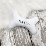 Personalized White Bone Shape Dog Toy Durable Chew Squeaky Plush Puppy Gift Custom Name Interactive Pet Supplies Accessories