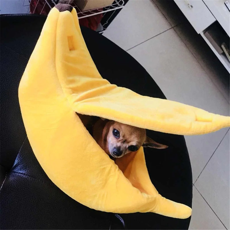 Dog Cushion Cat Supplies Funny Banana Shape Cat Bed House Cute Cozy Cat Mat Soft Fluffy Warm Durable Portable Pet Basket Kennel