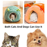 Cute Cartoon Pet Nest Cat Bed Soft Comfortable Mat Keep Warm Small Dogs Bed Enclosed Pet Cats Bed House Indoor Kennel Antislip