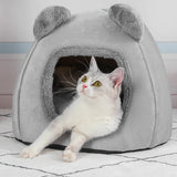 1 PCS Warm Dog Kennel In Winter Pet Winter Sleeping Bed Cartoon Cute Kennel Gray