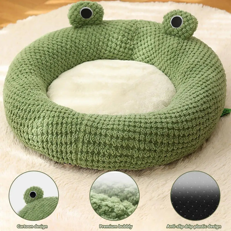 Cute Comfortable Pet Kennel Soft Cozy Pet Bed Ultra-soft Plush Frog-shaped Pet Bed Cozy Kennel for Cats Dogs Cute for Pet