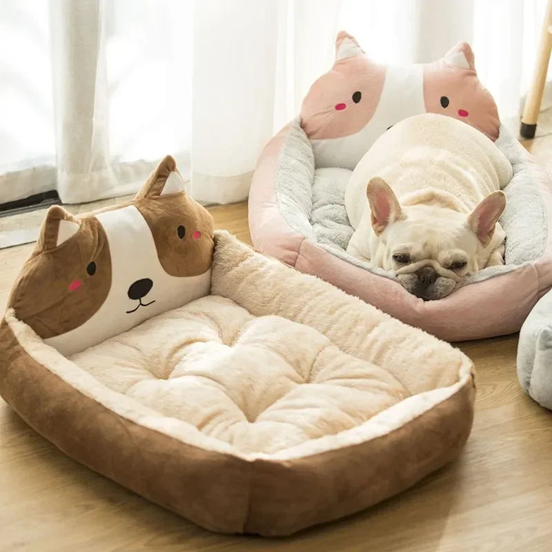 Cute Chai Dog Shaped Dog Beds Soft Pet Sofa Winter Warm Cats Sleeping Mat Plush Cushion Puppy Kitten Sofa Kennel Pet Supplies