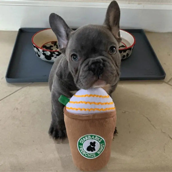 Plush Interactive Dog Toys Pet Squeaky Toys Coffee Cup Design Products Pet Chewing Cleaning Tools Plush Play Dog Accessories