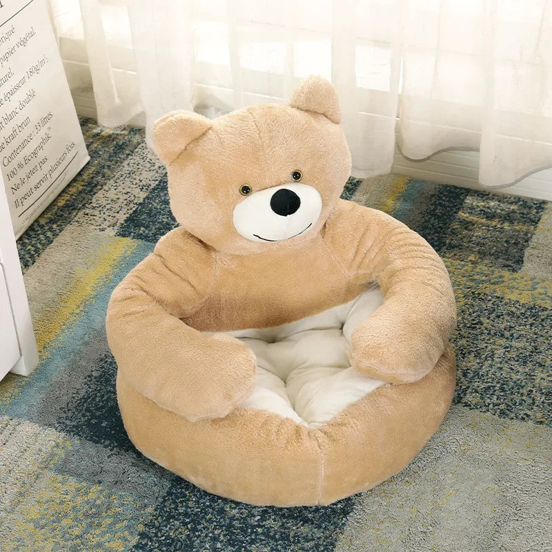 Pet Dog Bed for Small Dogs Soft Warm Cozy Kennel Cute Bear Hug Design Semi-enclosed Dog Sleeping Mat Plush Nest Cushion Dog Sofa