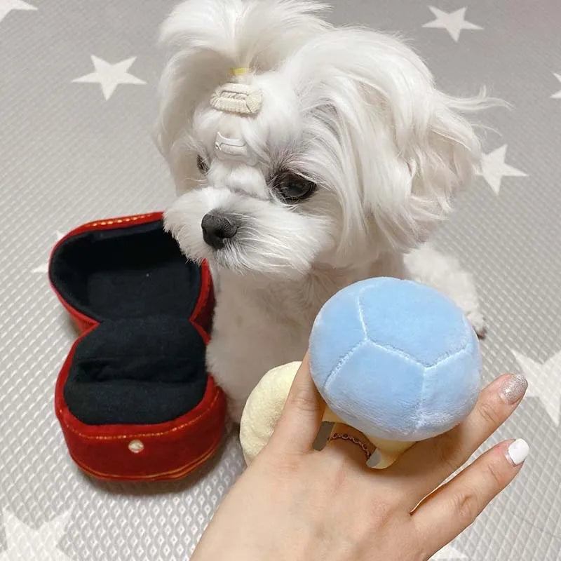 Diamond Ring Box Plush Toy for Dog Super Big Rings Box Set Puppy Dogs Interested Toys Puppies Kids Creative Cute Soft Toys INS