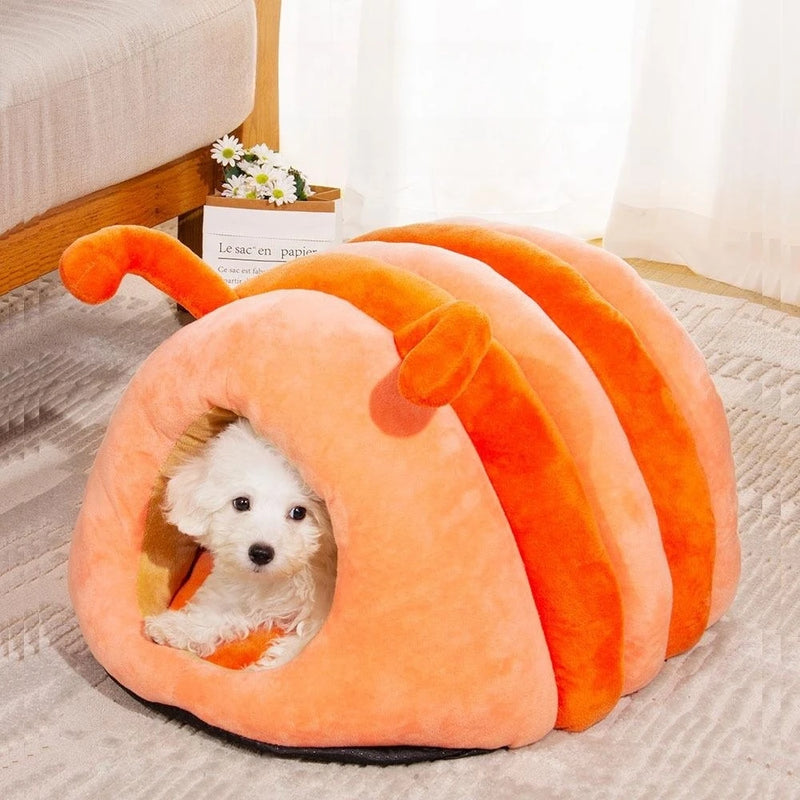 Cute Cartoon Pet Nest Cat Bed Soft Comfortable Mat Keep Warm Small Dogs Bed Enclosed Pet Cats Bed House Indoor Kennel Antislip