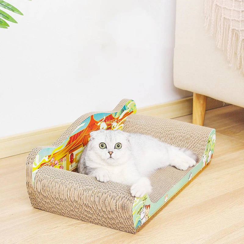 Cat Scratcher Cardboard Pet Sofa Cat Scratch Bed Furniture Protector Corrugated Grinding Claw Cat Toy Pet Bed for Indoor Cats