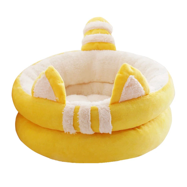 Cute Pet Cat Bed Winter Warm Sofa Cushion Soft Round Indoor Sleeping Bag Mat Basket for Small Dogs Puppy Kennel Cat Supplies