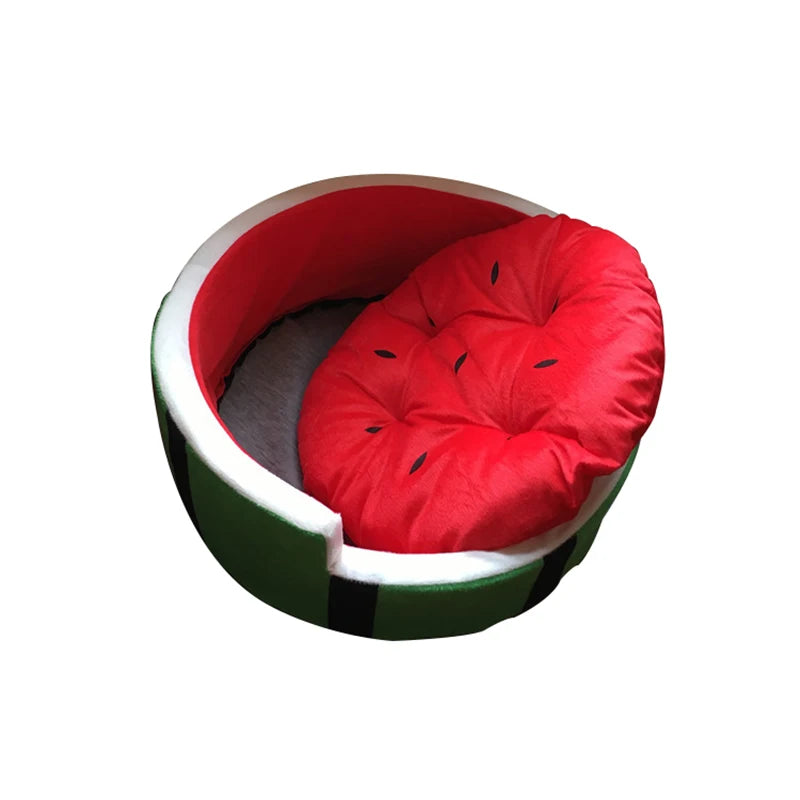 Cute Kennel House Warm Watermelon Modeling Dog Bed Mat Sofa Pet Cat Bed for Dogs Fruit Bed S/M/L