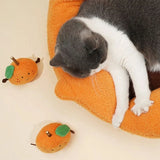 Cute Persimmon Cat Bed Winter Warm Pet Sleeping Bed Sofa Home Living Room Cat Kennel Dog Kennel Pet Warmer Toys Pet Supplies