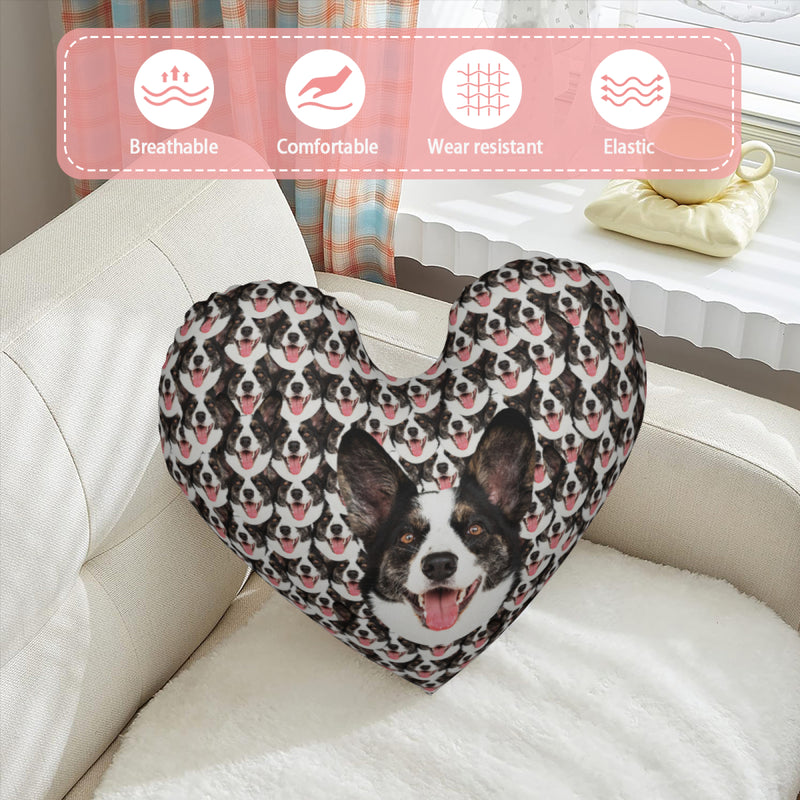 Custom Face Seamless Heart Pillow Throw Pillows Your Pet On a Pillow Pet Face Pillow