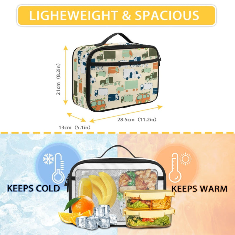 Kids Lunch Box Insulated Back to School Thermal Meal Tote with Exterior & Interior Pockets