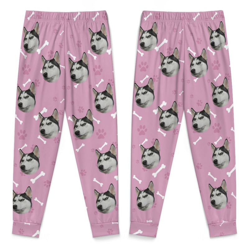 [For Kid&Adult] Personalized Face Dog Bone Multiple Color Paw Print Sleepwear Personalized Women's&Men's Long Pajama Pants