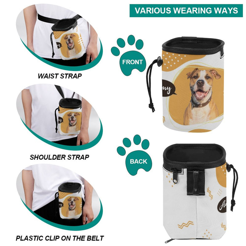 Custom Face Yellow Pet Treat Pouch Kit Pet Training Bag