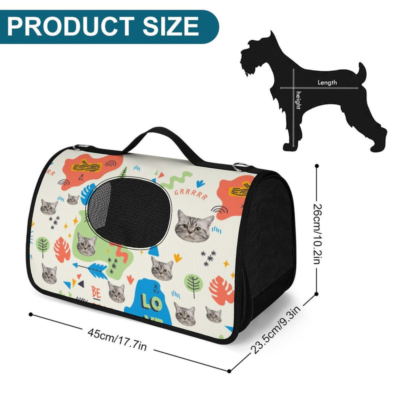 Custom Face Forest Elements Pet Handbag Personalized Dog Cat Carrier