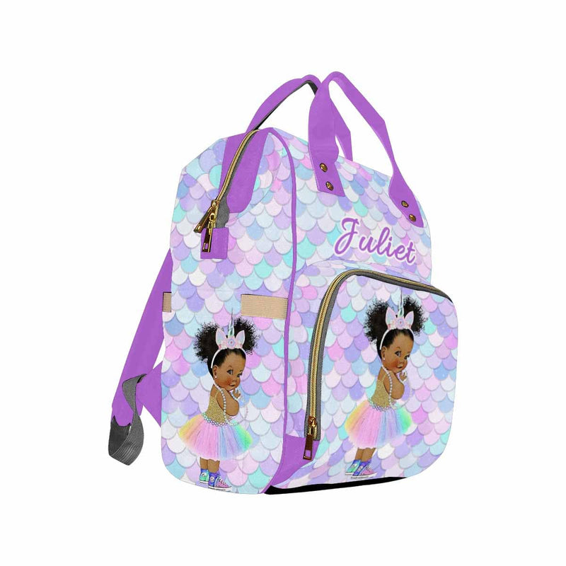 Custom Name Purple Diaper Bag Backpack Kid's School Bag