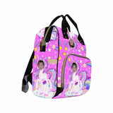 Custom Face Purple Unicorn Diaper Bag Backpack Kid's School Bag