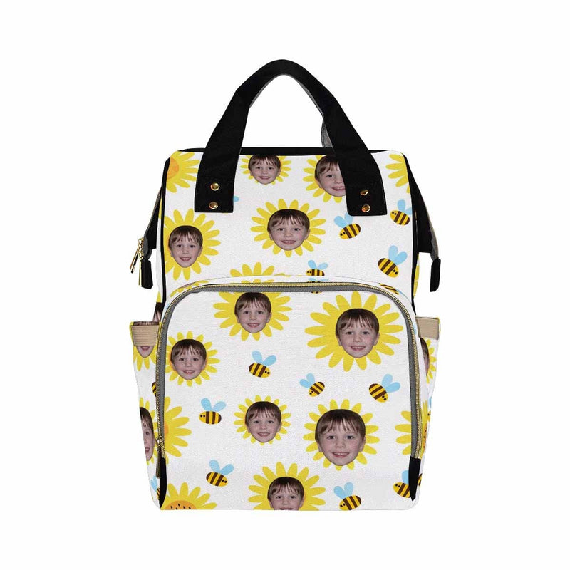 Custom Face Sunflower Bee Diaper Bag Backpack Kid's School Bag