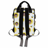 Custom Face Sunflower Bee Diaper Bag Backpack Kid's School Bag