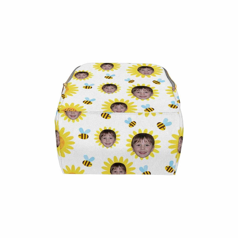 Custom Face Sunflower Bee Diaper Bag Backpack Kid's School Bag