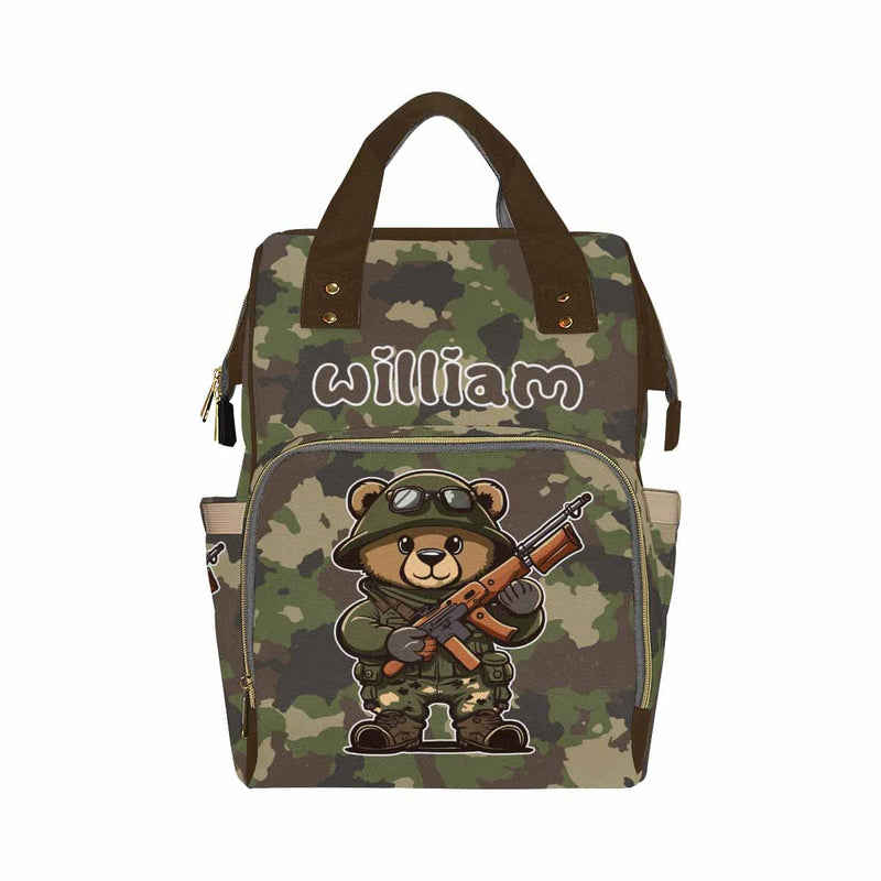 Custom Name Army Green Diaper Bag Backpack Kid's School Bag