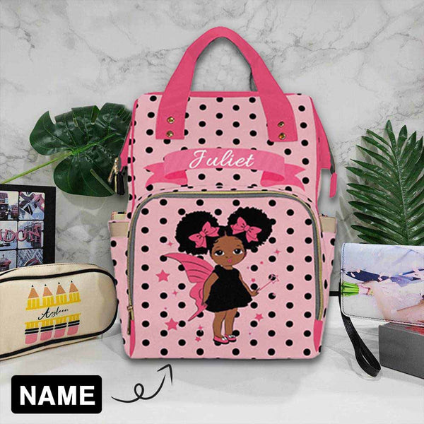 Custom Name Pink Diaper Bag Backpack Kid's School Bag