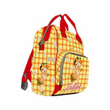 Custom Name Yellow Lattice Diaper Bag Backpack Kid's School Bag