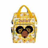 Custom Name Yellow Sunflower Diaper Bag Backpack Kid's School Bag