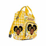 Custom Name Yellow Sunflower Diaper Bag Backpack Kid's School Bag