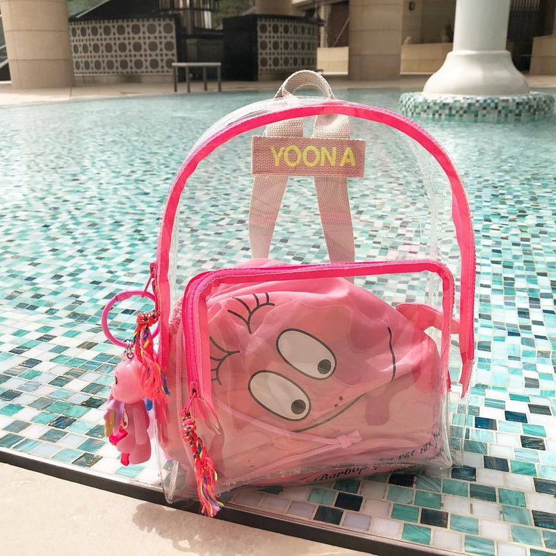 【Letters are limited to 9】Custom Name Cute Jelly Bag Baby PVC Transparent Backpacks Schoolbag Beach Swimming