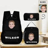 Custom Face&Name 3 in 1 Personalized School Backpack School Lunch Bag Pencil Case