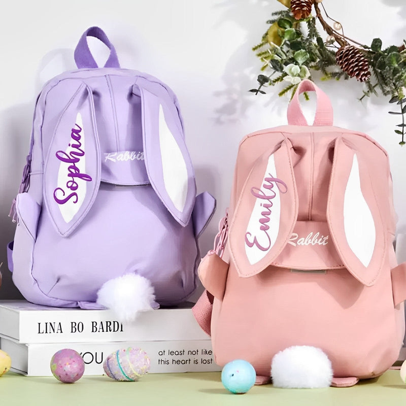 Custom Personalized Embroidered Rabbit Bag with Name Backpack for Kids Birthday Gift Back To School Gifts