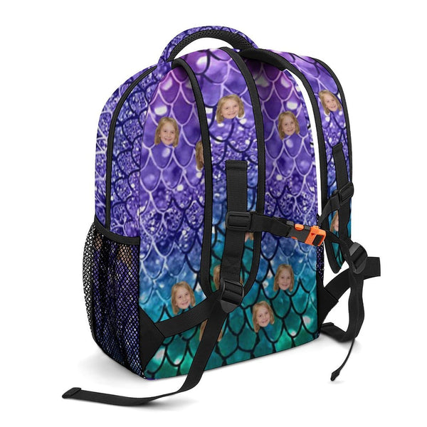 Custom Face Purple Mermaid Children's Backpack