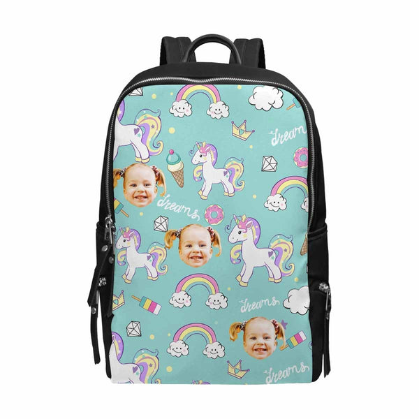 Custom Face Unicorn & Donuts School Bag