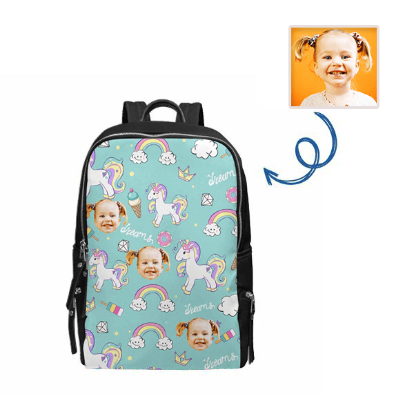 Custom Face Unicorn & Donuts School Bag