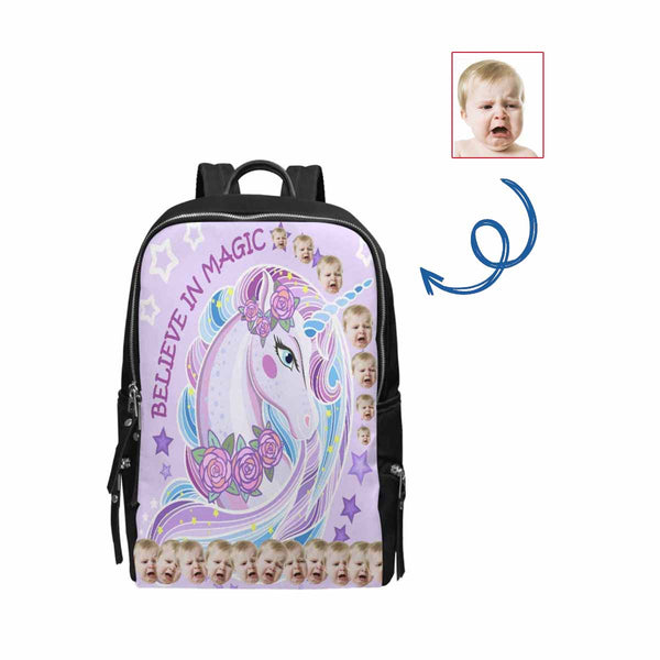 Custom Face Unicorn School Bag