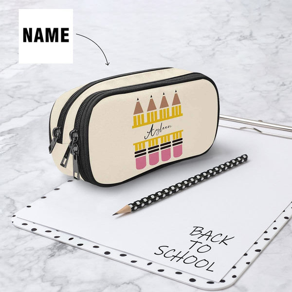 Custom Name Colorful Pencil Simple Design Back To School Pencil Pouch