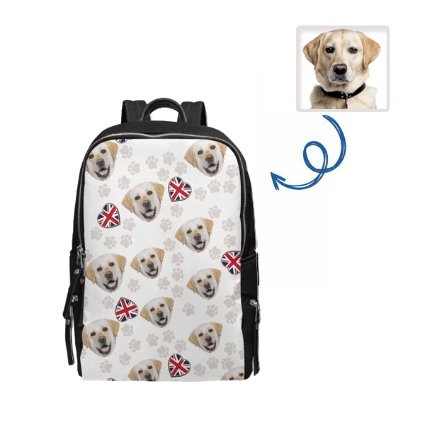 Custom Pet Face Flag Love School Bag