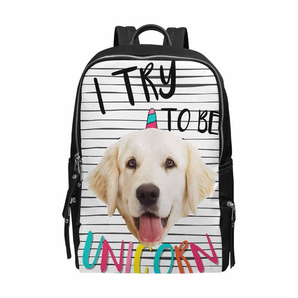 Custom Pet Face I Try To Be Unicorn School Bag