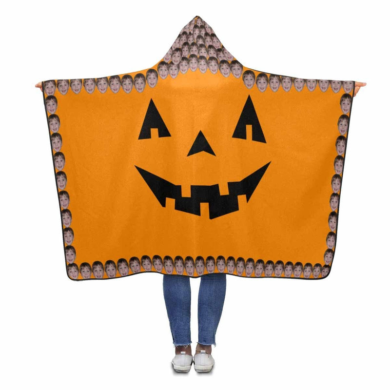 Custom Face Pumpkin Grimace Hooded Blanket