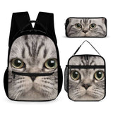 Custom Big Funny Face 3 in 1 Personalized School Backpack School Lunch Bag Pencil Case - YesCustom