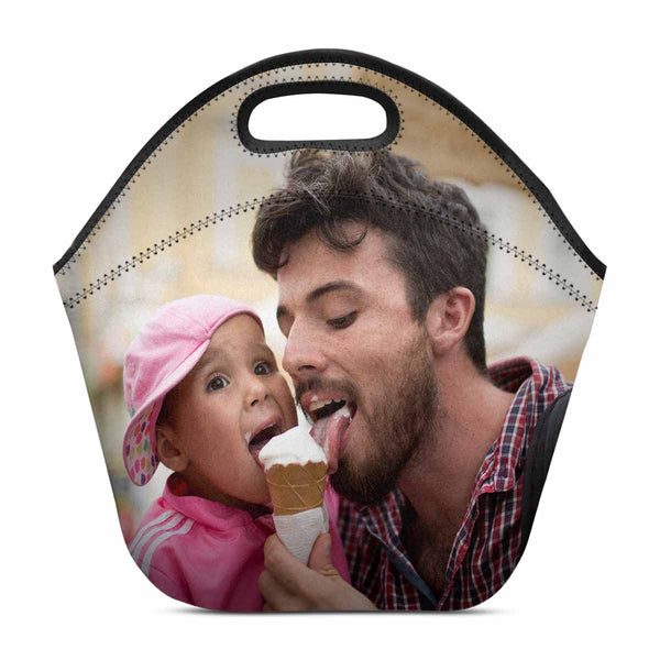 Custom Custom Dad & Kid Photo Neoprene Lunch Bag - YesCustom