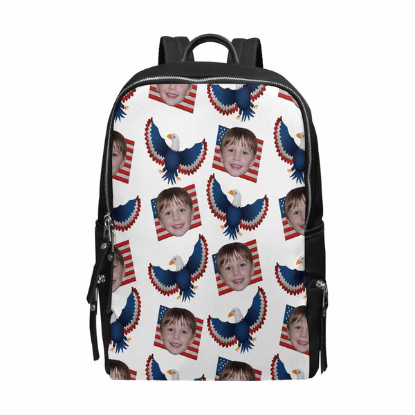 Custom Custom Face American Flag Eagle School Bag - YesCustom