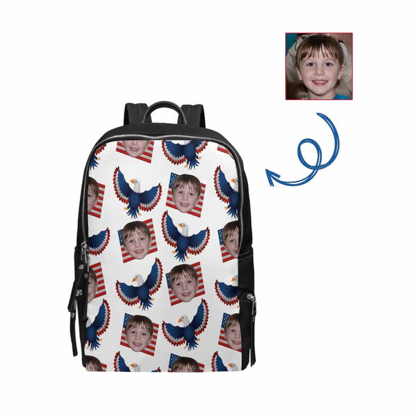 Custom Custom Face American Flag Eagle School Bag - YesCustom