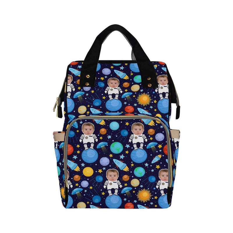 Custom Custom Face Astronaut Blue Black Diaper Bag Backpack Kid's School Bag - YesCustom