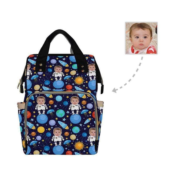 Custom Custom Face Astronaut Blue Black Diaper Bag Backpack Kid's School Bag - YesCustom